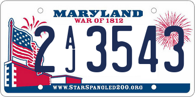 MD license plate 2AJ3543