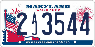 MD license plate 2AJ3544