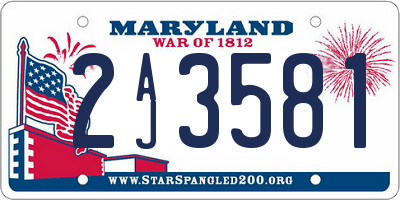 MD license plate 2AJ3581