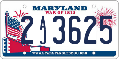 MD license plate 2AJ3625
