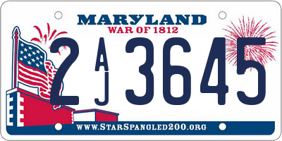 MD license plate 2AJ3645
