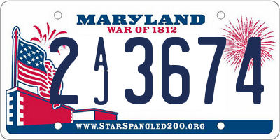 MD license plate 2AJ3674