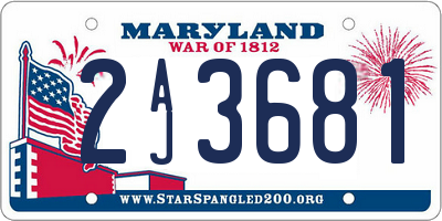 MD license plate 2AJ3681