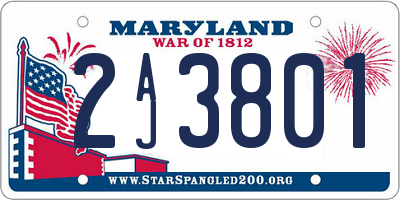 MD license plate 2AJ3801