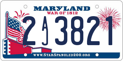 MD license plate 2AJ3821