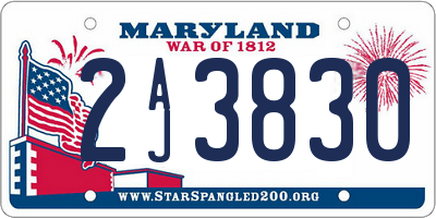 MD license plate 2AJ3830