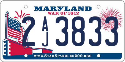 MD license plate 2AJ3833