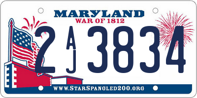 MD license plate 2AJ3834