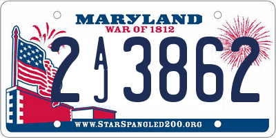 MD license plate 2AJ3862