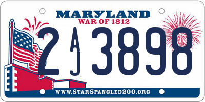 MD license plate 2AJ3898