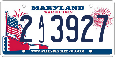 MD license plate 2AJ3927