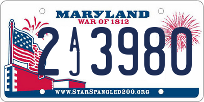 MD license plate 2AJ3980