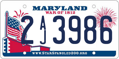 MD license plate 2AJ3986