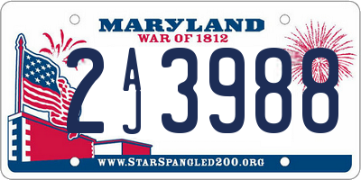MD license plate 2AJ3988