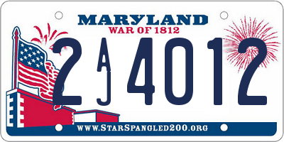 MD license plate 2AJ4012