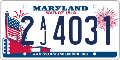 MD license plate 2AJ4031