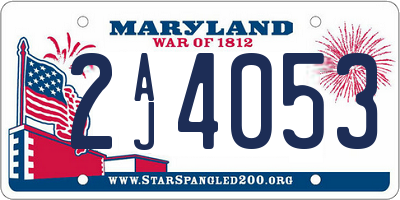 MD license plate 2AJ4053