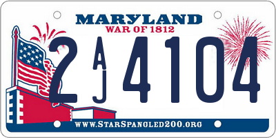 MD license plate 2AJ4104