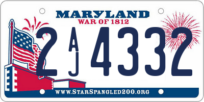 MD license plate 2AJ4332