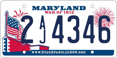 MD license plate 2AJ4346