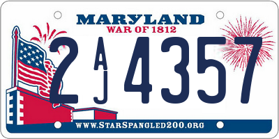 MD license plate 2AJ4357