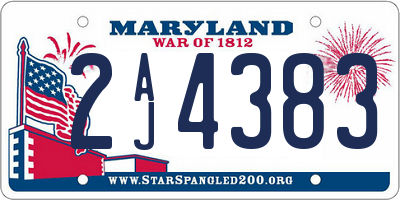 MD license plate 2AJ4383