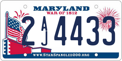 MD license plate 2AJ4433