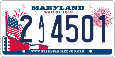 MD license plate 2AJ4501