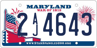 MD license plate 2AJ4643