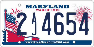 MD license plate 2AJ4654