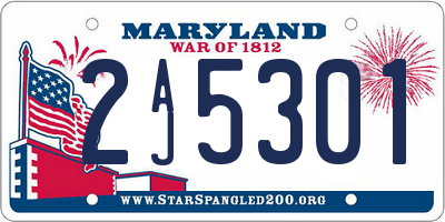 MD license plate 2AJ5301