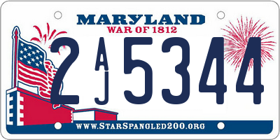MD license plate 2AJ5344