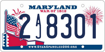 MD license plate 2AJ8301