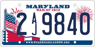 MD license plate 2AJ9840