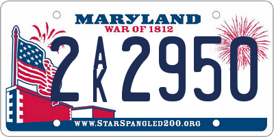 MD license plate 2AK2950