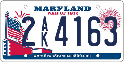 MD license plate 2AK4163