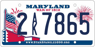 MD license plate 2AK7865