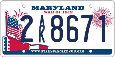 MD license plate 2AK8671