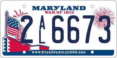 MD license plate 2AL6673