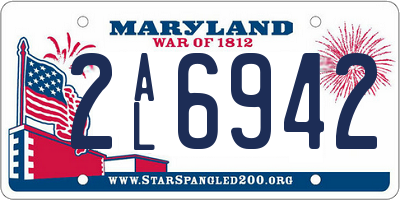 MD license plate 2AL6942