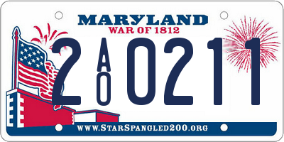 MD license plate 2AO0211