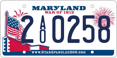 MD license plate 2AO0258