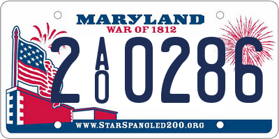 MD license plate 2AO0286