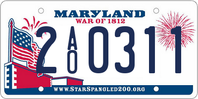 MD license plate 2AO0311