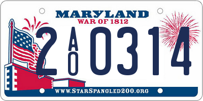 MD license plate 2AO0314