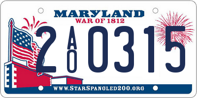 MD license plate 2AO0315