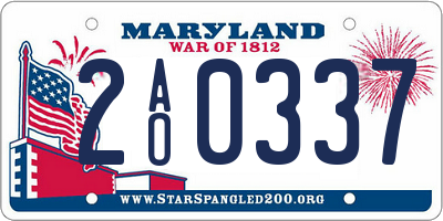 MD license plate 2AO0337