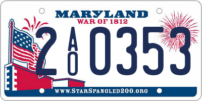 MD license plate 2AO0353