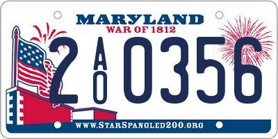 MD license plate 2AO0356