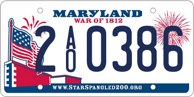 MD license plate 2AO0386